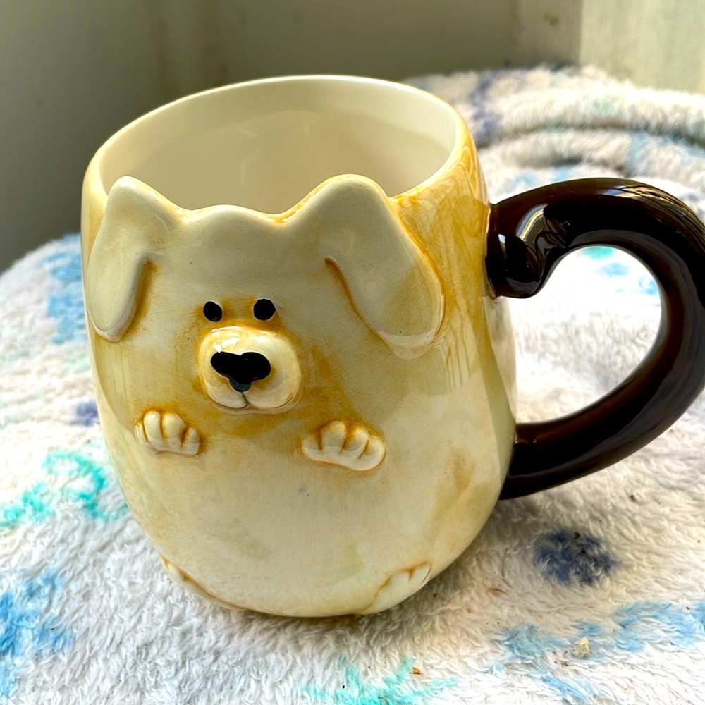 3D Ganz Blonde Puppy/Dog Coffee Mug with a dark brown handle